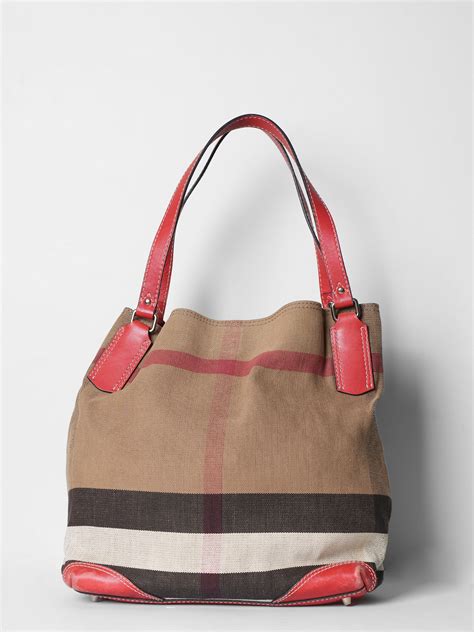 BURBERRY Canvas Mega Check Medium Ashby Hobo Saddle 